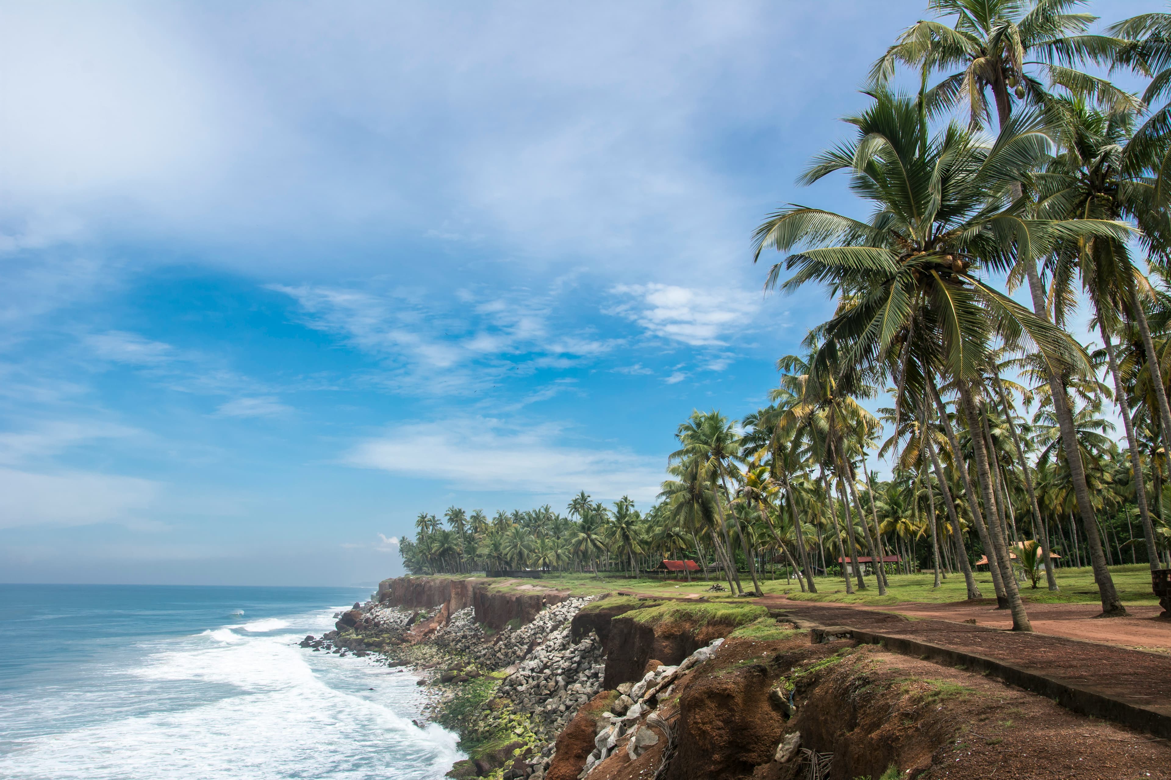 Varkala Beach cliff and sea travel view