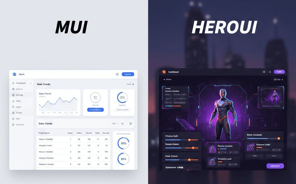 MUI vs HeroUI visual